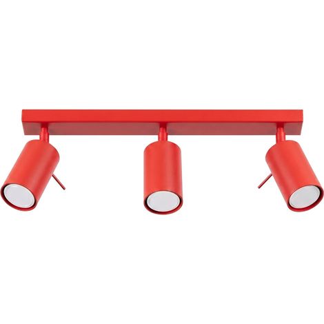 Plafones RING rojo acero 3xGU10 45cm Sollux (1/2)