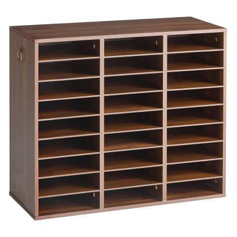 Trieur de Documents de Bureau en Bois avec 27 Compartiments, Brun (1/3)