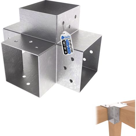 Lot de 16 Connecteur de Poteau Galvanisé à chaud X 91 x 91 mm – Connecteur d’angle 4 voies – Pergola – Pavillon – Support bricolage menuiserie – GeZu Impex (1/5)