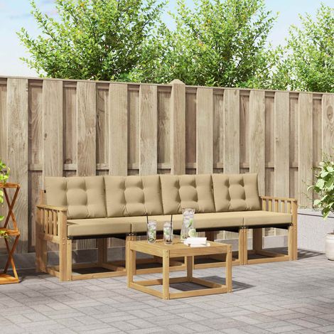 vidaXL Conjunto de sofás de exterior 5 uds. y Beige (1/5)