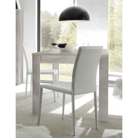 Table de salle à manger contemporaine pin blanc Agathe (1/3)