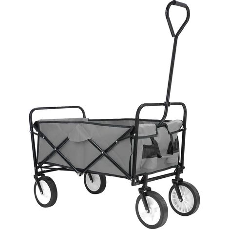 Carrito de jardín plegable, gran capacidad, color gris. (1/2)