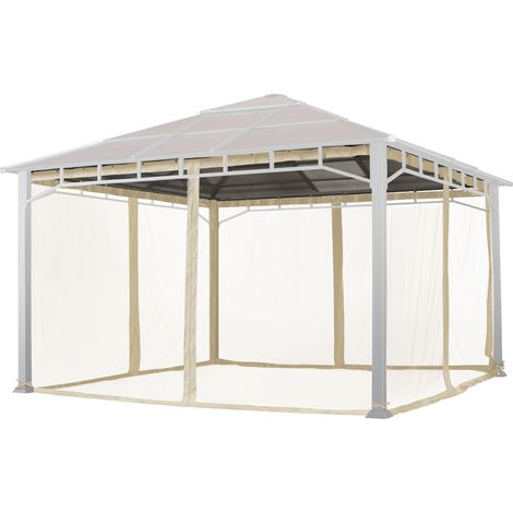 TOOLPORT Moskitonetz für Gartenpavillon Sunset Deluxe 4x4 m - Polyester - Insektengitter mit Reißverschluss - champagner (1/5)