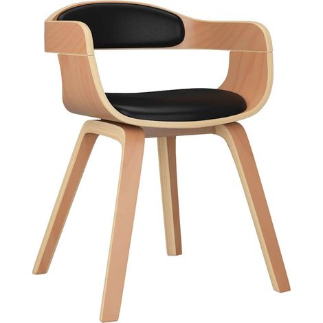 Sedia da Pranzo Sedia da tavola Sedie per cucina Nera in Legno Curvato e Similpelle (1/5)