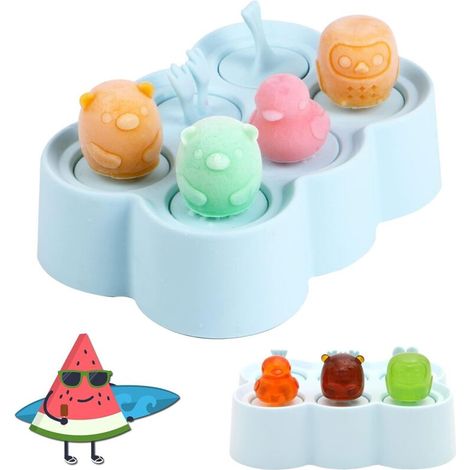 Moule à glace en siliCône, Mini Moule à glace multifonction pour enfants Ice Pop Mold Popsicle Moules en SiliCône, Moule pour DIY Sorbet Yaourts (bleu)-Fei Yu (1/5)