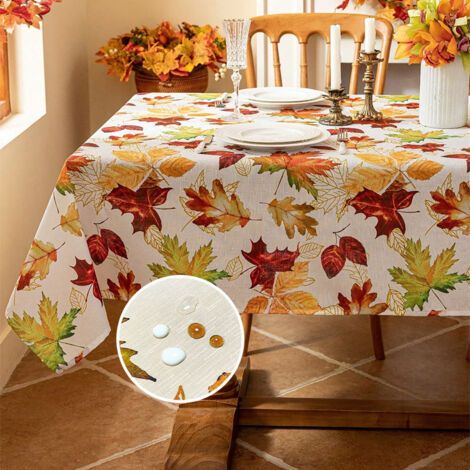 Nappe De Table Rectangulaire Feuilles d'automne, Nappes Imperméable Feuille Antitache, Nappe RéSistante Et Lavable pour La Cuisine,Thanksgiving, Salon (140x200cm) (1/5)