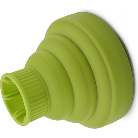 Diffuseur de sèche-cheveux pliable en silicone vert, portable et facile à transporter (1/5)