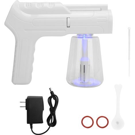 Pulvérisateur portable sans fil à lumière bleue 450ml chargeur USB - Brumisateur nanométrique nettoyant atomiseur 100-240V prise américaine (1/5)