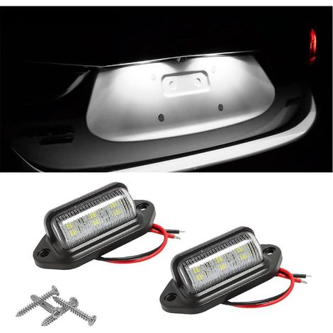 luci a LED per targa, impermeabili, con 6 LED posteriori, per camion, furgoni, rimorchi, auto e veicoli (bianche) (1/5)