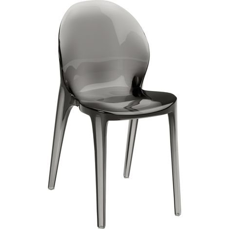 Sedia di design Ruby in policarbonato monoblocco colore grigio - Stile moderno, seduta ergonomica e trasparenze lucide per interni (1/2)