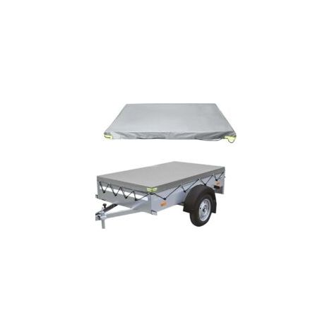 Adecuado para Lntyq – Funda para remolque de plataforma plana 214x122cm – PVC 420D impermeable – Protege remolques de hasta 750 kg – Funda ajustada gris