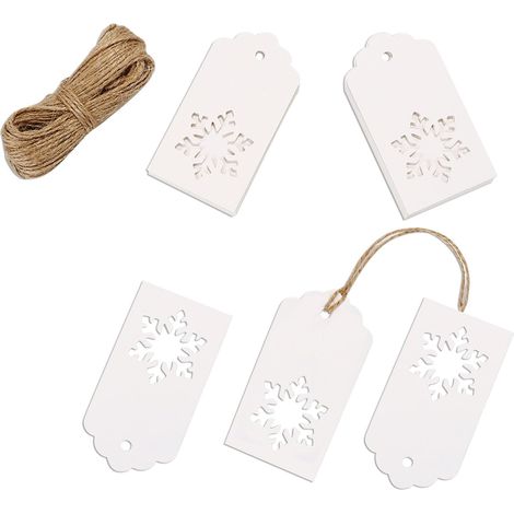 Etiquettes En Papier Kraft - Forme Flocon De Neige - 100 Pièces Avec 30 Mètres De Corde En Chanvre - Pour Cadeaux Mariage Noël Décoration DIY (1/5)