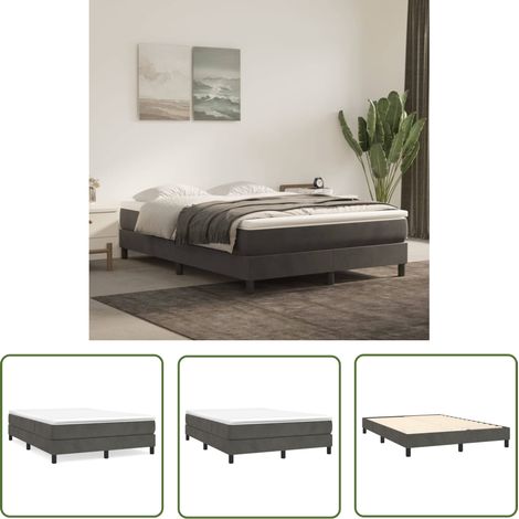The Living Store Boxspringbett mit Matratze Dunkelgrau 140x200 cm Samt - Samtbett - Boxspringbett - Doppelbett - Bettenrahmen - Matratze (1/5)