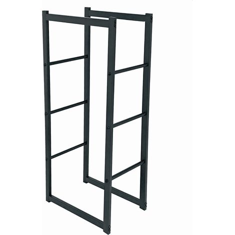 Werka Pro – Range bûches intérieur 100 x 45 x 30 cm – Acier peint noir pour usage intérieur – Stockage organisé et accessible – Montage facile