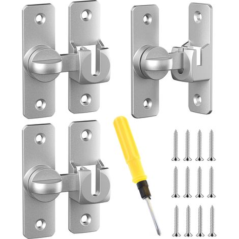 Verrou Porte Coulissante Argent 90 180 Degrés Inoxydable (1/5)