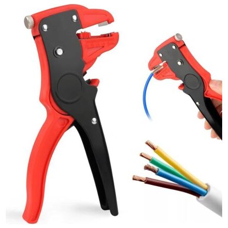 Pince a Denuder, 2 en 1 Pince à Dénuder Automatique, Denudeur de Fil Electrique Multifonction Réglable, Pince Coupante, Outil de Réparation Électronique et Automobile (Rouge) (1/5)