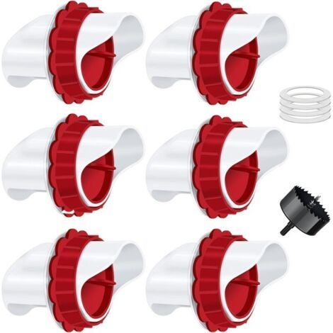 Mangeoire Poules, Mangeoire Poule Automatique, 6 Ports DIY Mangeoire à volaille Gravité Kit pour Seaux Tonneaux Bacs (1/5)