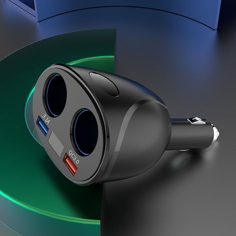 Chargeur Voiture Double USB QC3.0 avec Détection de Tension, Courant Stable et Rotation Intelligente pour Charge Rapide