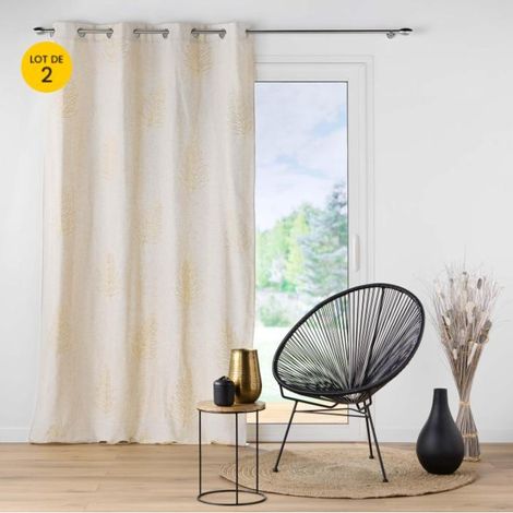 Lot de 2 Rideaux a oeillets 140 x 240 cm polyester et lin Venus (1/5)