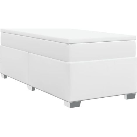 Maison Exclusive - Sommier à lattes de lit avec matelas Blanc 90x190 cm Similicuir (1/5)