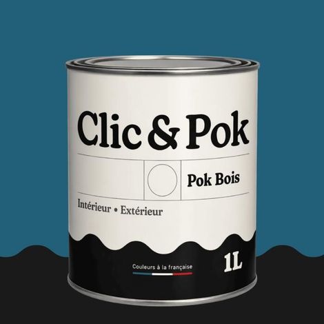 Peinture Bois Extérieur – POK BOIS - 1L - RAL 5009 - Bleu azur- Résistante aux intempéries - Ne s'écaille pas (1/4)