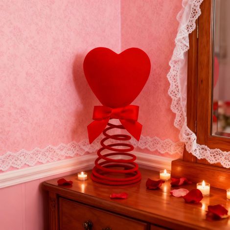 Topper Pour Arbre En Forme De Cœur - Décoration Pour Fête Des Amoureux - En Peluche - 15 x 8 x 6 cm - 50 g (1/5)