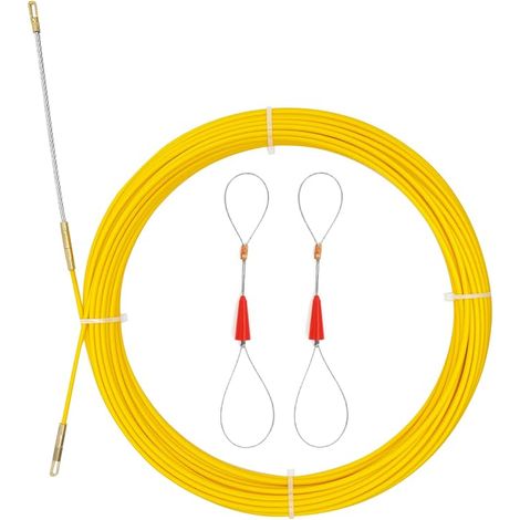 50ft 3mm Fiberglass Cable Puller Kit Electric Cable Puller Through Wall Wire Guide Device Fish Cable Threader Yellow (1/4)