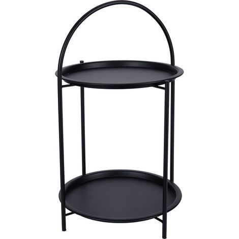 Mesa auxiliar de metal negro con diseño moderno 40x66 cm