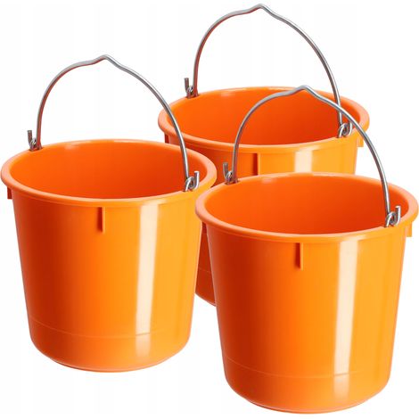 KADAX Baueimer aus Kunststoff, Mörteleimer mit Griff Orange, 3 Stück, 12L