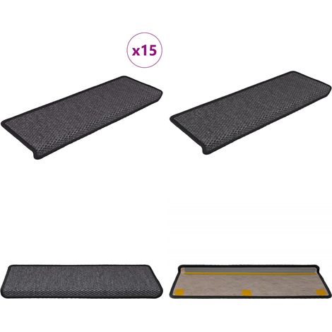 Treppenmatten Selbstklebend Sisal 15 Stk. 65x21x4 cm Anthrazit - Treppenmatte - Teppich - Stufenmatte - Sisal Look - Anti-rutsch - Home & Living (1/5)