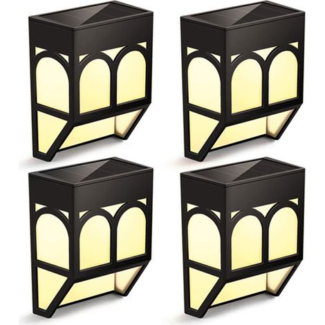 LED Luminaire Lampe Solaire Extérieur Jardin - Solaire Étanche Lumières Décoratives pour Terrasse, Clôture, Patio, Escalier, Paysage, Cour et Allée - 1LED Warm Light4pcs (1/5)