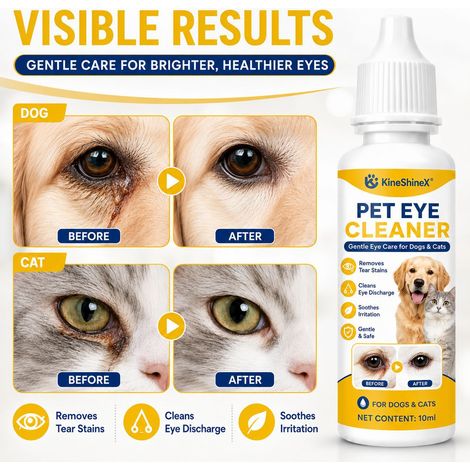 KineShineX Pet Eye Cleanser und Augentropfen entfernen Tränenflecken, reinigen die Augen und lindern Augenreizungen. (1/5)