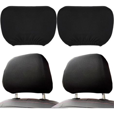 Set di 2 copri poggiatesta universali neri lavabili per auto, resistenti all'usura e alla polvere, accessorio regolabile per interni auto. (1/5)