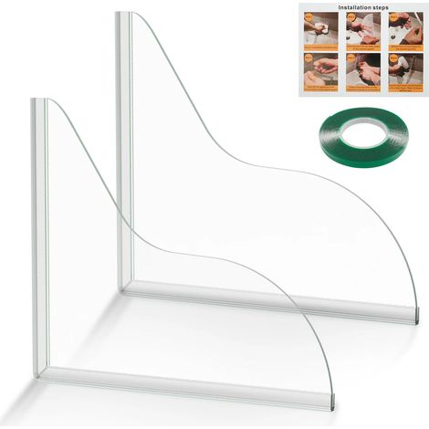 (Style A)2Pcs Self- Adhesive Shower Splash Guard Acrylic Transparent Bathtub Water Guards Easy to Install Wash Basin Water Blocking (1/4)