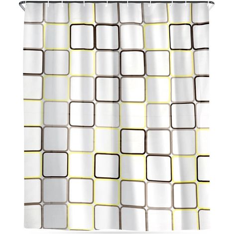Waterproof PEVA Shower Curtain with Hooks, 180x180 cm (1/5)