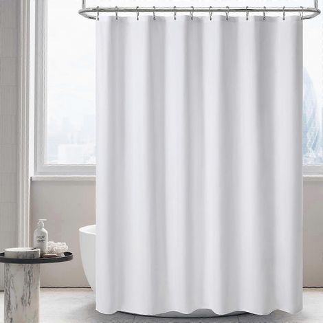 Doublure de rideau de douche en tissu imperméable blanc 71x72 avec aimants et œillets antirouille (1/5)