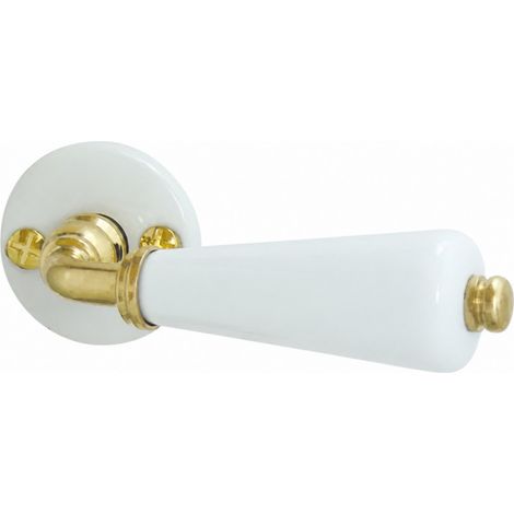 Mezzo set su porcellana bianca e rosone in ottone lucido.