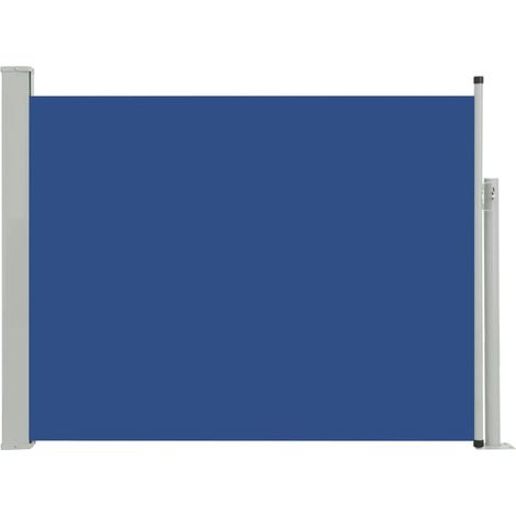 Tenda da sole parasole laterale retrattile per patio giardino terrazza balcone schermo di protezione visiva 140 x 500 cm blu 020007251