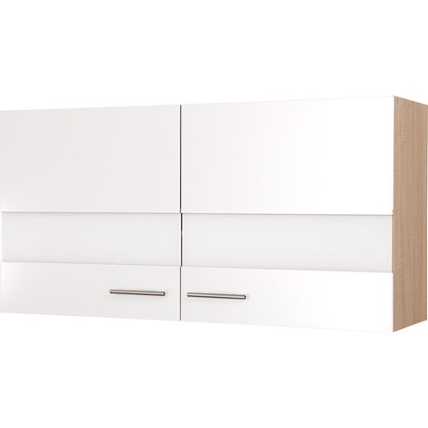 Oberschrank Hängeschrank 110 cm Eiche Sägerau Weiß Merle Respekta