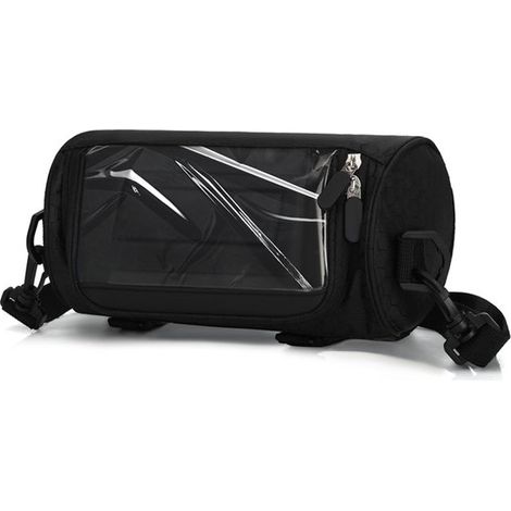 Borsa da manubrio impermeabile per biciclette, tasca frontale con scomparto portaoggetti, include touchscreen e cinghie di fissaggio, con chiusura in velcro, per bici da strada (1/5)