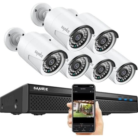 Sistema de cámaras de seguridad, 8 canales, resolución de video de 8 MP, conjunto de 6 cámaras de 5 MP, 1 TB (1/2)