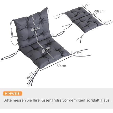 Lot de 2 coussins pour chaises basses, coussins d'assise, coussins de jardin, gris (1/5)