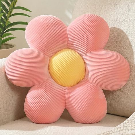 Cojín rosa con forma de flor, cojines decorativos con margaritas, bonitos cojines de suelo, cojín decorativo de estilo preppy para dormitorio, sofá o silla de 38 cm (rosa). (1/5)