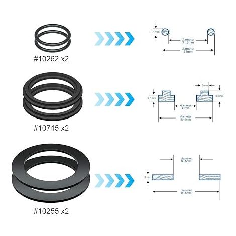 Large Assortment of Rubber Washers for Pool Valves 10745, 10262, 10255 with Rubber O-Ring Washers (1/4)