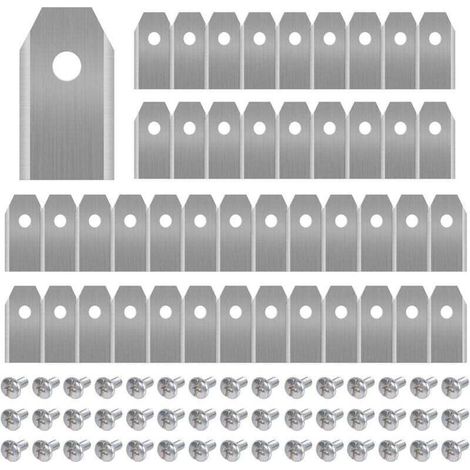 45 lames de rechange en titane pour tondeuses robotiques Husqvarna Automower, Gardena, Yardforce. Robuste (3g/0.75mm) avec vis, longue durée de vie.