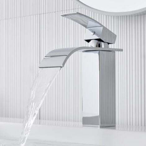 Wasserfallarmatur für Badezimmer, gebürstet, Einhebelmischer, Wasserzulaufschlauch (warm und kalt), Spüle für Wohnmobile, Landhausstil