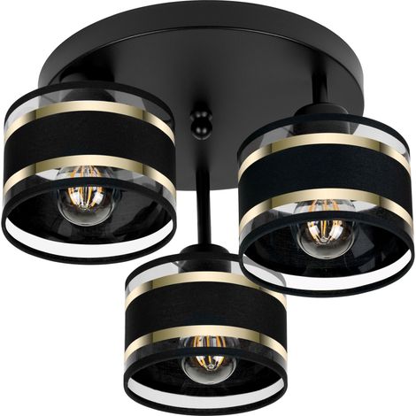Plafoniera nera con paralumi, in metallo industriale, 3xE27, illuminazione LED moderna per soggiorno, cucina, camera da letto, cameretta dei bambini, loft (1/5)