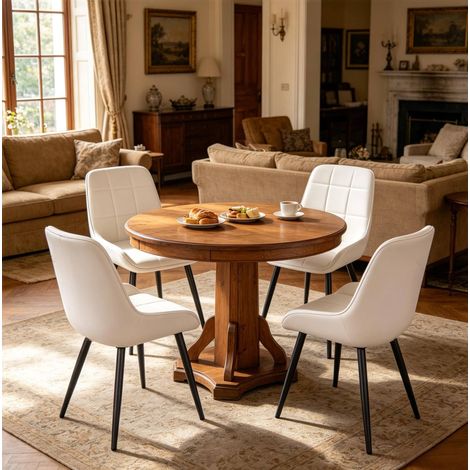 Set di 4 sedie da sala da pranzo in velluto e metallo, bianco e nero DESVIAE (1/5)