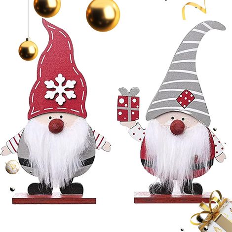 Figurine de Père Noël en bois sculpté, décoration de table de Noël en bois, figurine de décoration de Noël en bois de Père Noël (1/5)