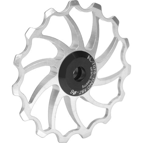 MEIJUN Schaltwerksführungsrolle 15T mit Keramiklager für Falt-Mountainbikes, Silber (1/5)